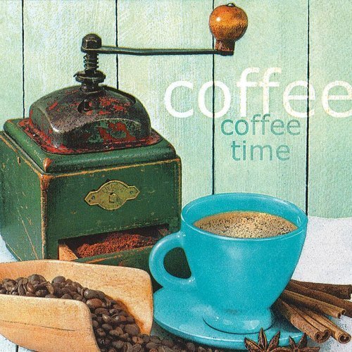 Serviette moulin à café ancien coffee time canelle et badiane
