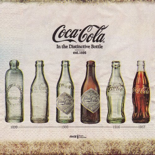 Serviette pub coca cola bouteille collecteur 1899 à 1957