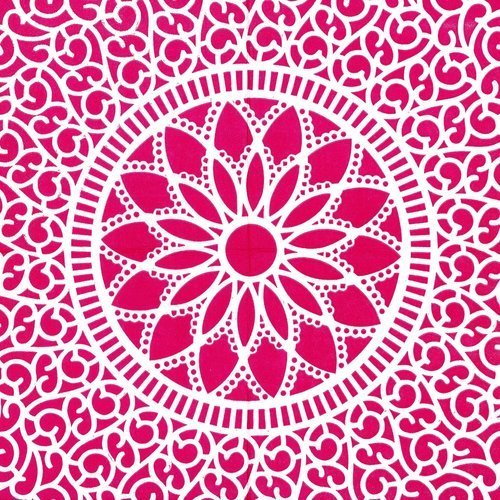 Serviette motif dentelle napperon blanc et rose arabesque
