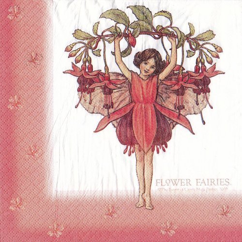 Serviette rare flower fairies fée rose fushia