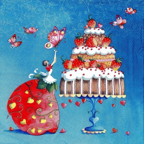 Serviette la fée charlotte aux fraises crème et chantilly anniversaire