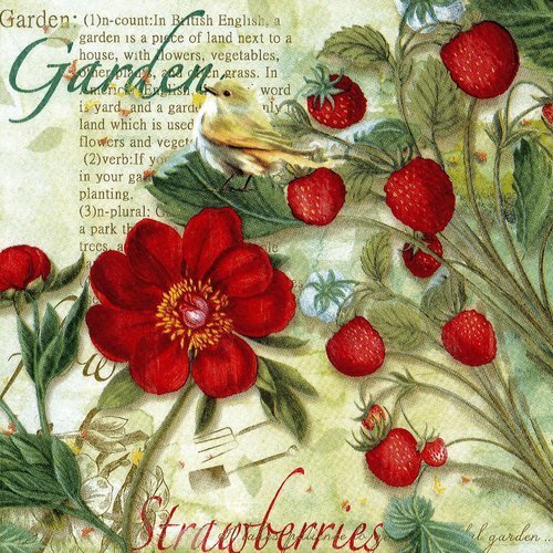 Serviette garden fleur et fraise strawberry