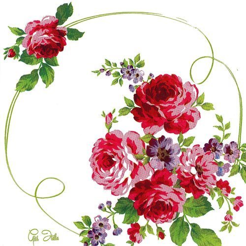 Serviette rose romantique rouge et mauve