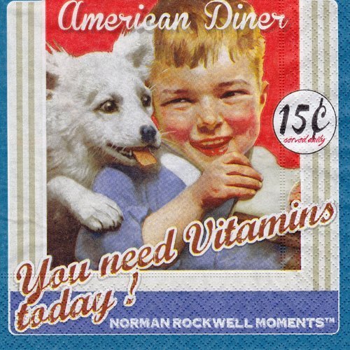 Serviette publicité petit garcon et le chien américan diner 
