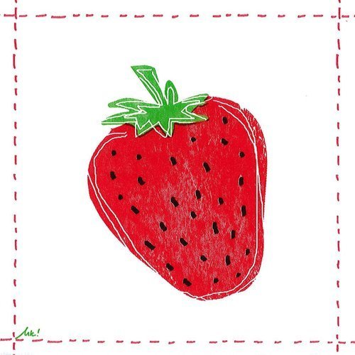 Serviette tableau belle fraise rouge