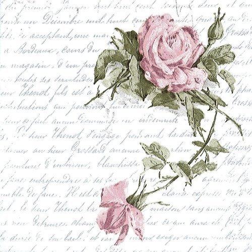 Serviette rétro rose entrelacée sur fond de poeme love amour 
