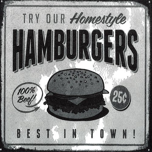 Serviette pub rétro hamburger 100% beef best in town