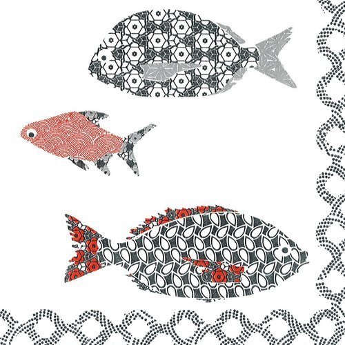 Serviette tableau de poisson dessin mer