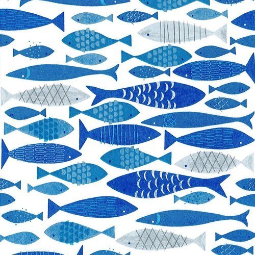 Serviette papier banc de poisson bleus