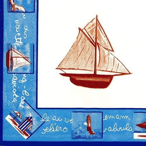 Serviette papier 40x40 bord de mer mouette voilier cabine de bain breeze