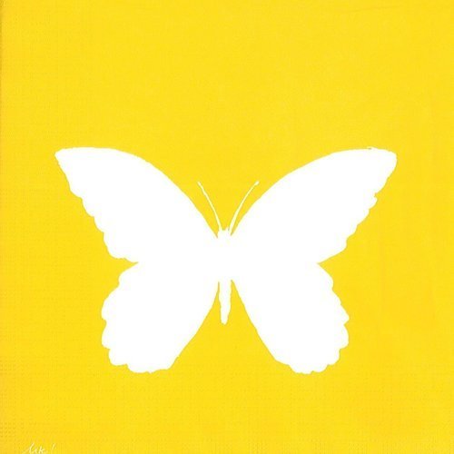 Serviette papier papillon blanc posée sur fond jaune