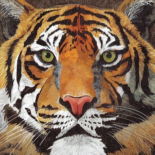 Serviette papier portrait de tigre d'asie