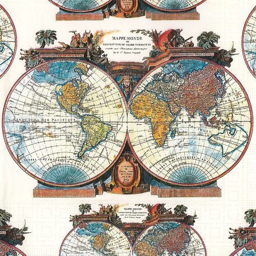 Serviette papier globe mappemonde pays du monde