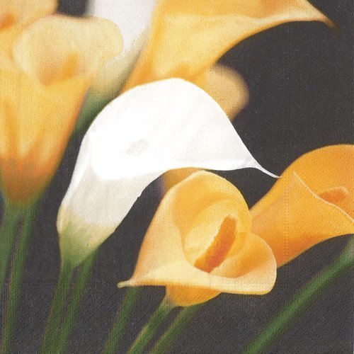 Serviette papier fleur lys calla volupué blanc et jaune