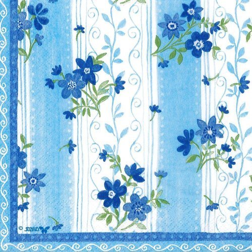 Serviette papier petite fleur bleue liberty style rétro