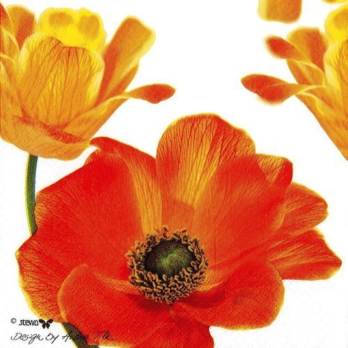 Serviette papier portrait de tulipe orange et jaune