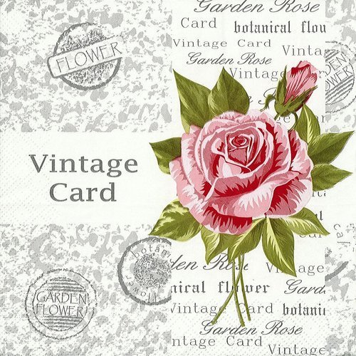 Serviette papier carte vintage rose garden botanical