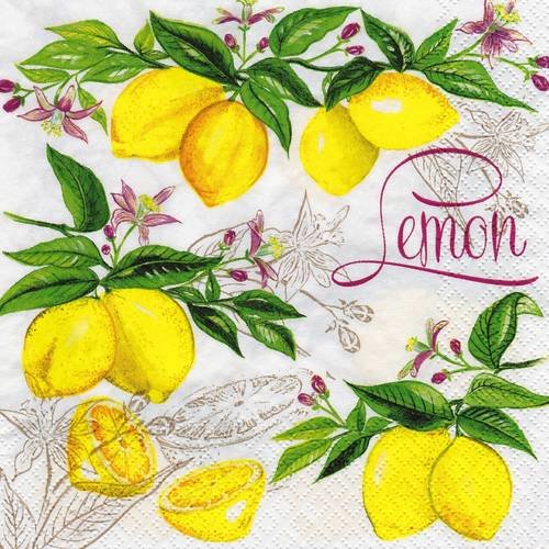 Serviette citron et fleur de citronnier 