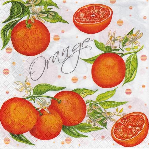 Serviette orange et fleur d'oranger 
