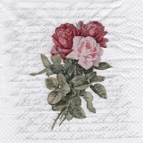 Serviette rétro bouquet de rose douce poeme love amour 