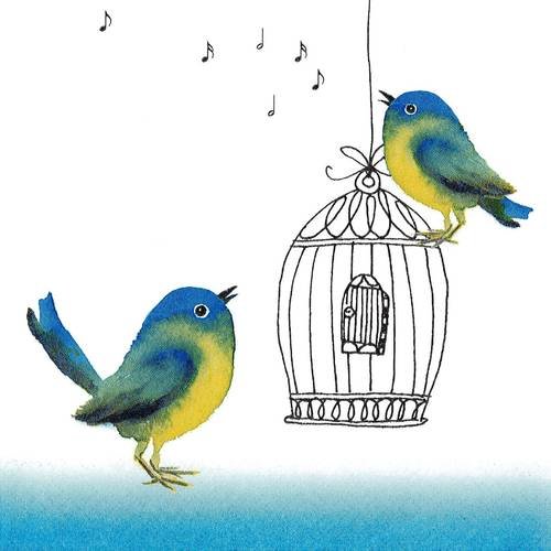 Serviette la chanson du petit oiseau bleu