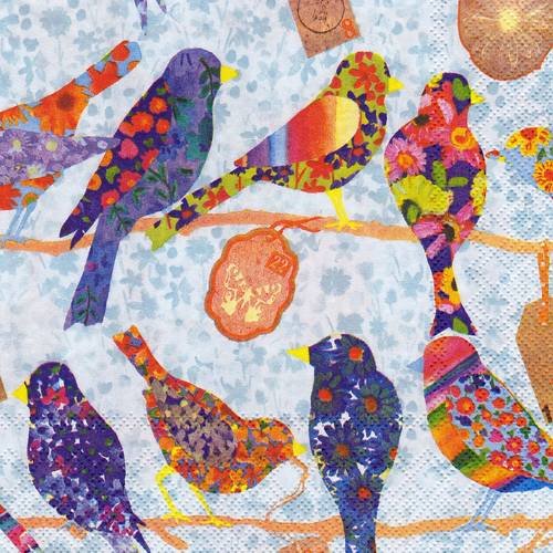Serviette réunioin oiseaux patchwork 
