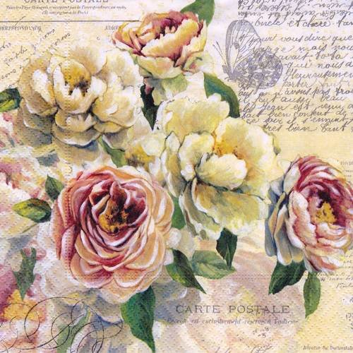 Serviette rose elisabeth sur carte postale pp 