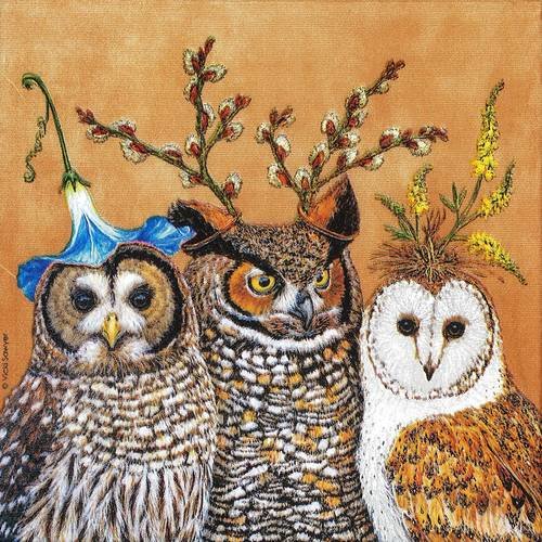 Serviette les chouettes en habit d'automne owl family