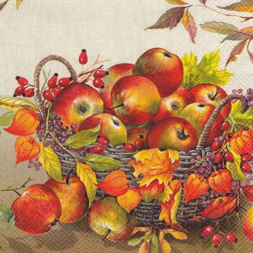 Serviette corbeille de pomme récolte d'automne