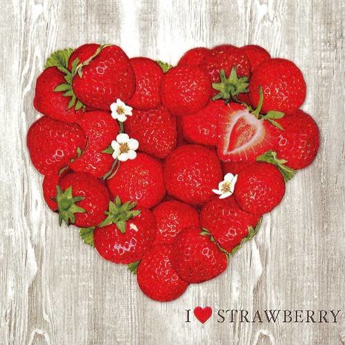 Serviette coeur de fraises pour les gourmands