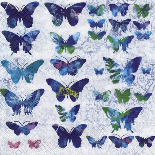 Serviette petits papillons bleus turquoise 