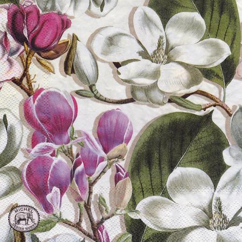 Serviette 33x33 mdw fleur de magnolia 