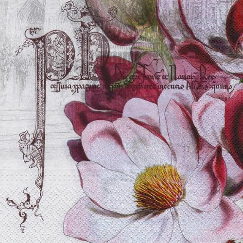 Serviette fleur et bouton de magnolia romantique 