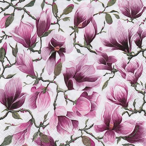 Serviette bouquet de magnolia 