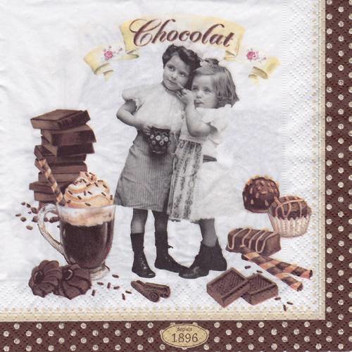 Serviette papier les enfants gourmands et le chocolat 