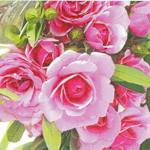 Serviette composition de roses bouquet champêtre 