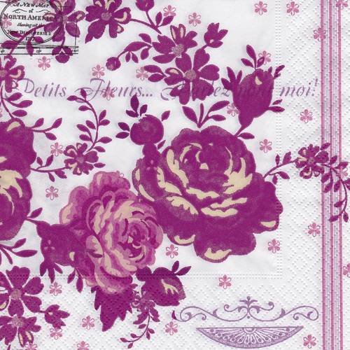 Serviette bouquet de rose parlez pour moi ton bordeau