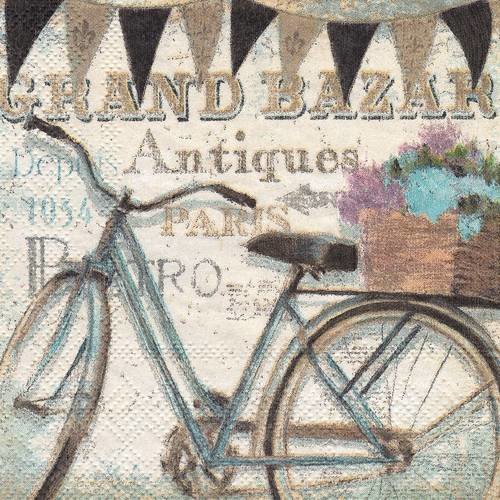 Petite serviette 25x25 vélo grand bazar antiques paris 