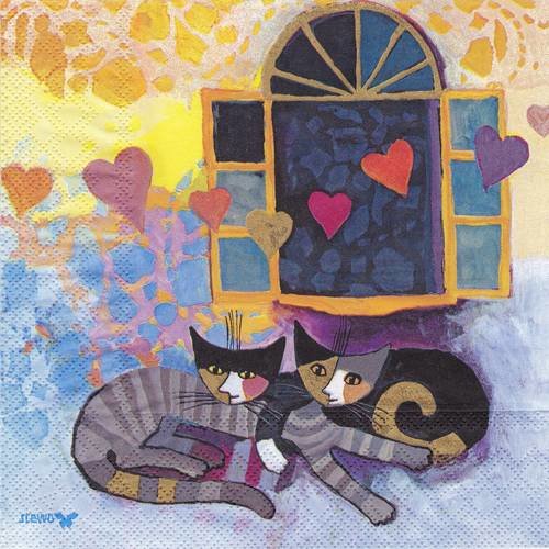 Serviette chat rosina wachtmeister flying hearts 