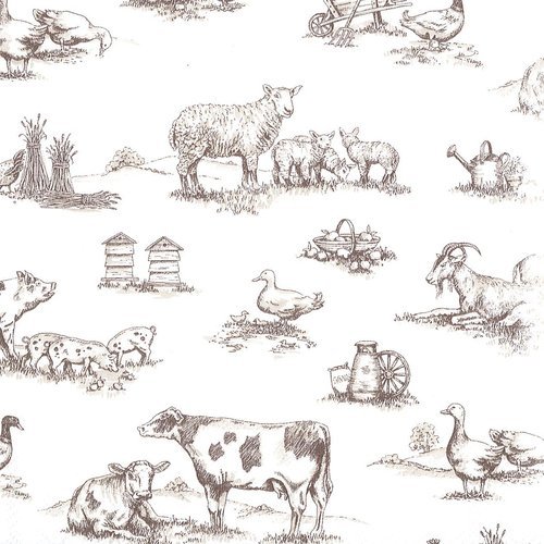 Serviette papier animaux de la ferme vache mouton toile de jouy