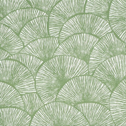 Serviette papier motif japonisant graphique feuilles vertes