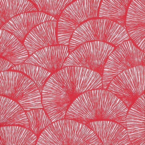 Serviette papier motif japonisant graphique feuilles rouges