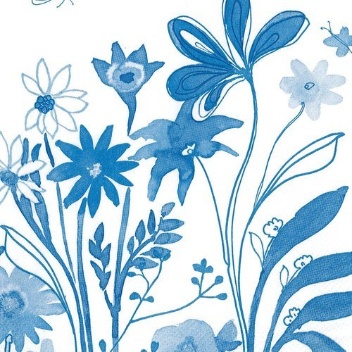 Serviette papier fleur aquarelle bleue 