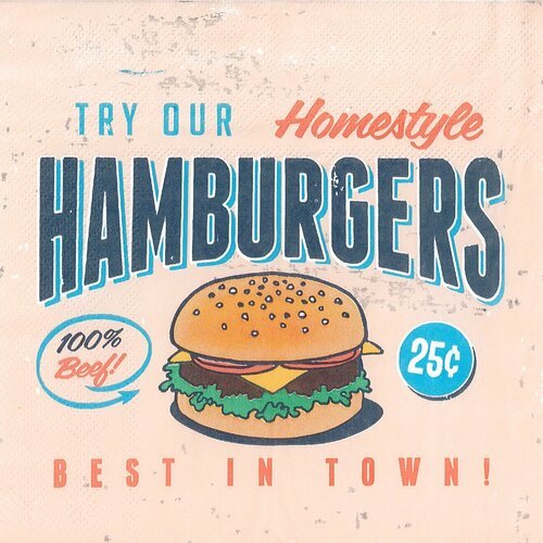 Serviette papier hamburger homestyle 100% beef