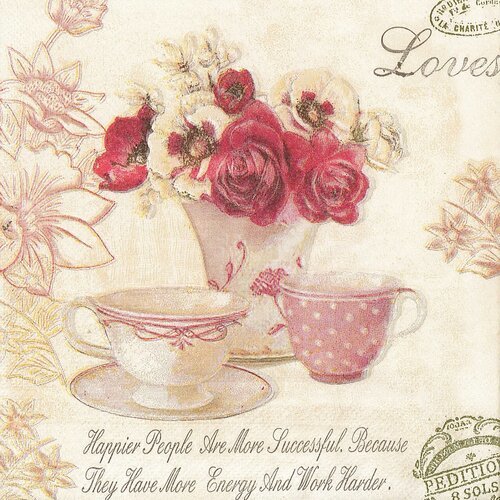 Serviette papier l'heure du thé rose anglaise shabby
