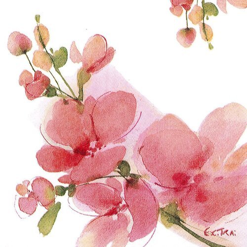 Serviette papier aquarelle orchidée rose