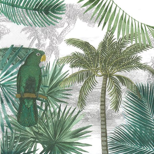 Serviette papier perroquet vert dans les palmiers sun 