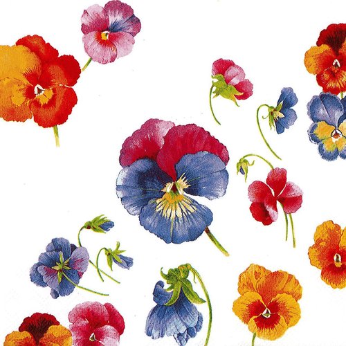 Serviette papier fleurs pensée multicolores
