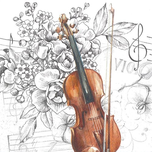 Serviette papier violon note de musique romantique