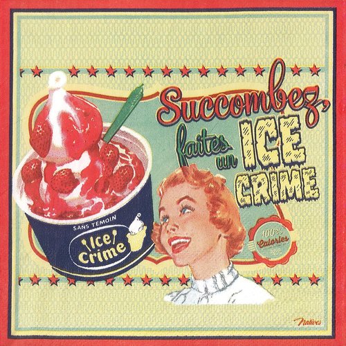 Serviette papier crème glacée fraise ice crime pub sucoombez à la gourmandise